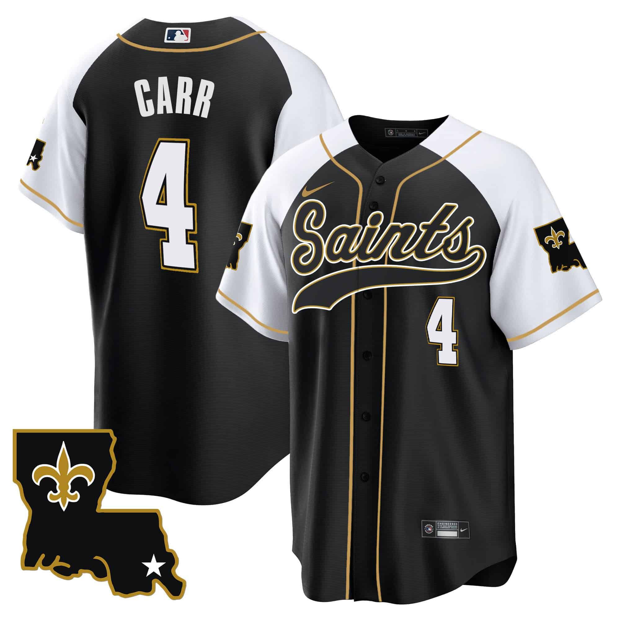 Men New Orleans Saints #4 Carr Black 2024 Nike 1987 Legacy Cool Base NFL Jersey